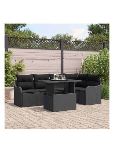 Sonata H Градински Софа Комплект 6 pcs Черно 100 x 55 x 73 см Полиратан
