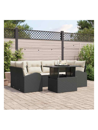 Sonata H Градински Софа Комплект 7 pcs Черно 100 x 55 x 73 см Полиратан