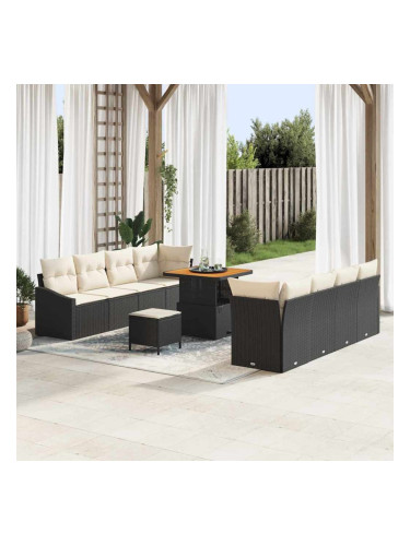 Sonata H Градински Софа Комплект 11 pcs Черен и кремав 80 x 80 x 71 cm