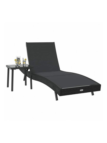 Sonata H Шезлонг с маса 2 pcs Черно 40 x 40 x 40.5 см полиратан