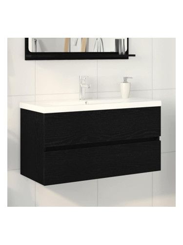 Sonata H Шкаф за мивка с врата Черен дъб 90 x 39 x 62 см Инженерно дърво