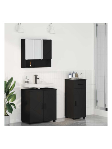 Sonata H Комплект мебели за баня с чекмедже 3 pcs Черно 61 x 35 x 64 см