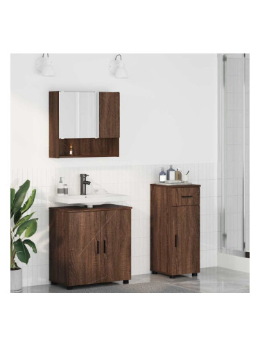 Sonata H Комплект мебели за баня с врата 3 pcs Кафяв дъб 61 x 35 x 64 см