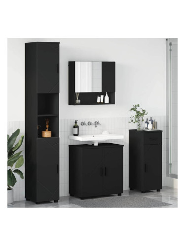 Sonata H Комплект мебели за баня с чекмедже 4 pcs Черно 61 x 35 x 64 см