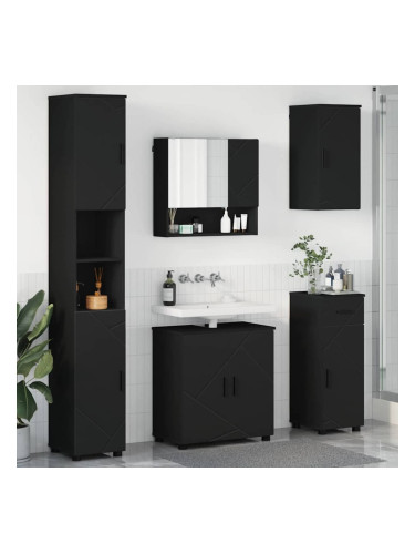 Sonata H Комплект мебели за баня с чекмедже 5 pcs Черно 61 x 35 x 64 см