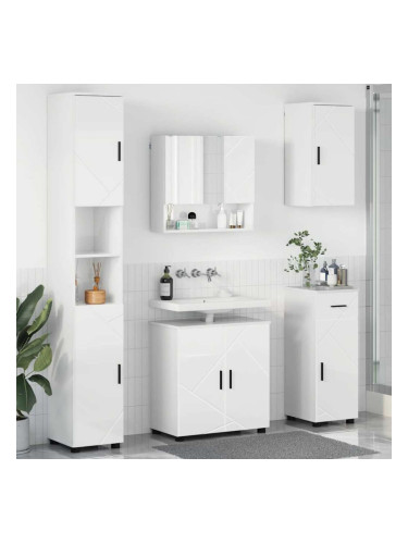 Sonata H Комплект мебели за баня с чекмедже 5 pcs Бяло Със Силен Гланц