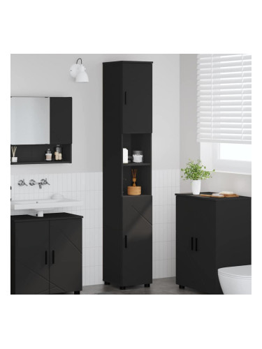 Sonata H Висок шкаф за баня Черно 30 x 35 x 192 см Инженерно дърво