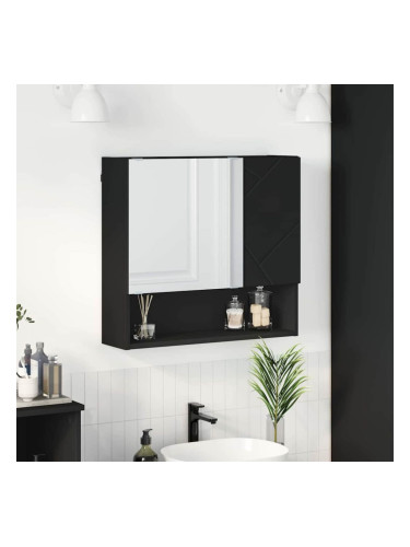 Sonata H Шкаф с огледало с рафт Черно 59 x 17 x 55 см Инженерно дърво