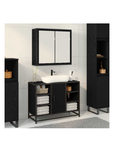 Sonata H Шкаф с огледало за баня с рафт Черен дъб 65 x 20 x 60 см