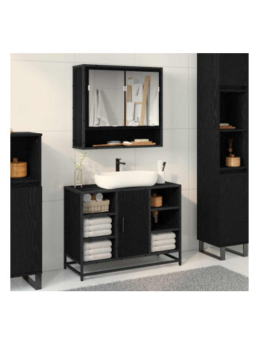Sonata H Шкаф с огледало за баня с рафт Черен дъб 65 x 20 x 60 см