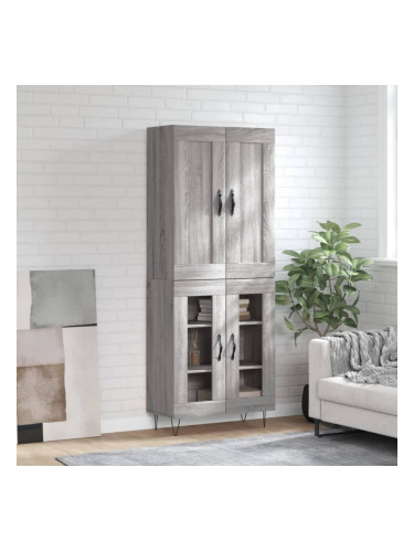 Sonata H Висок шкаф, сив сонома, 69,5x34x180 см, инженерно дърво
