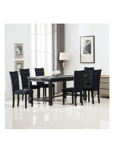 Sonata H Трапезни столове, 6 бр, черни, кадифе