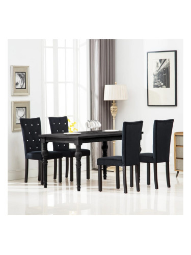 Sonata H Трапезни столове, 4 бр, черни, кадифе