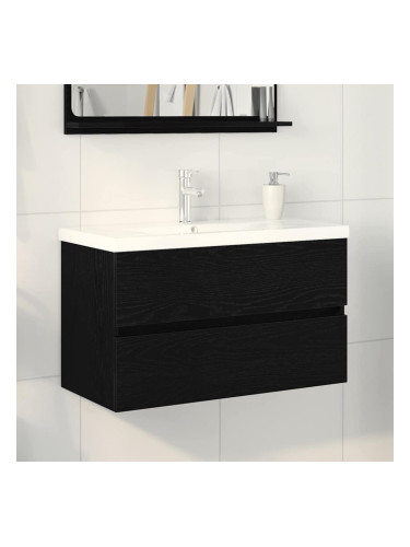 Sonata H Шкаф за мивка с врата Черен дъб 80 x 39 x 62 см Инженерно дърво