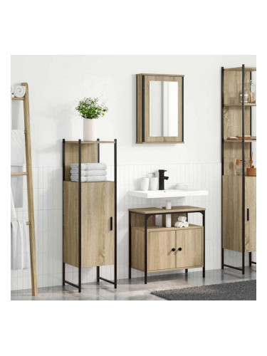 Sonata H Комплект мебели за баня с рафт 3 pcs Кафяво 33 x 33 x 120.5 см