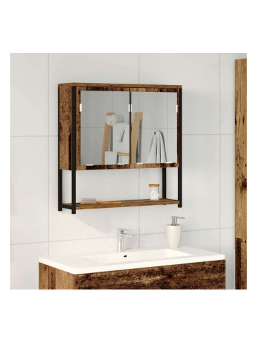 Sonata H Огледален шкаф за баня с рафт Старо дърво 60 x 16 x 60 см