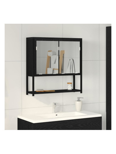 Sonata H Огледален шкаф за баня с рафт с врата Черен дъб 60 x 16 x 60 см
