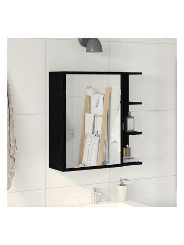 Sonata H Шкаф с огледало за баня с рафт Черен дъб 62.5 x 20.5 x 64 см