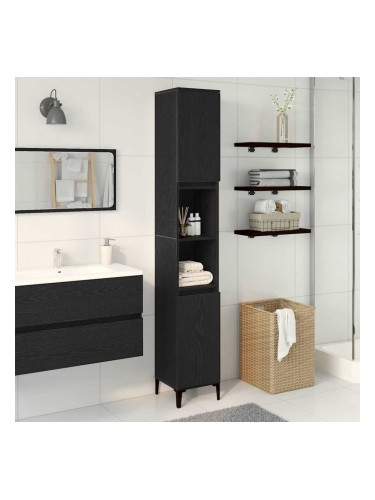 Sonata H Шкаф за баня с рафт Черен дъб 30 x 30 x 190 см Инженерно дърво