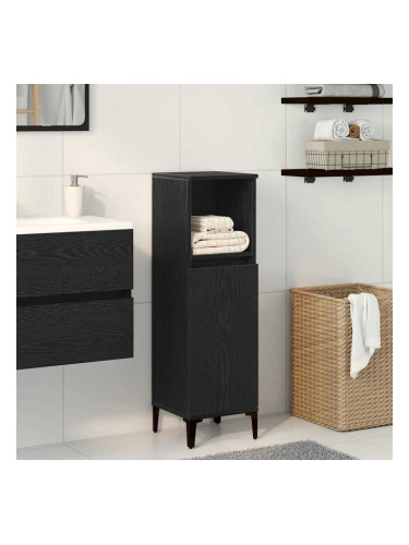 Sonata H Шкаф за баня с рафт Черен дъб 30 x 30 x 100 см Инженерно дърво