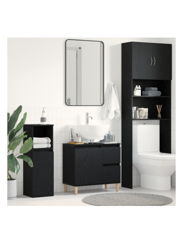 Sonata H Шкаф за баня с рафт Черен дъб 65 x 33 x 60 см Инженерно дърво