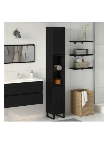 Sonata H Шкаф за баня с рафт Черен дъб 30 x 30 x 190 см Инженерно дърво