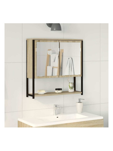 Sonata H Огледало за баня с врата Бежово 60 x 16 x 60 см Инженерно дърво