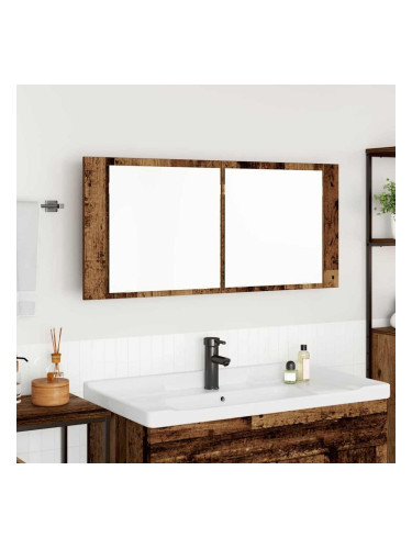 Sonata H LED Огледало за Съхранение с рафт Старо дърво 100 x 12 x 45 см