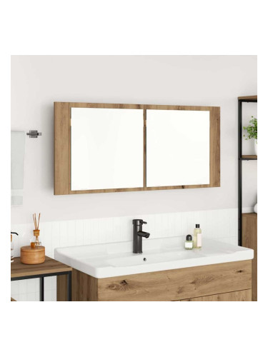 Sonata H LED Огледало за Съхранение с рафт дъб артизан 100 x 12 x 45 см