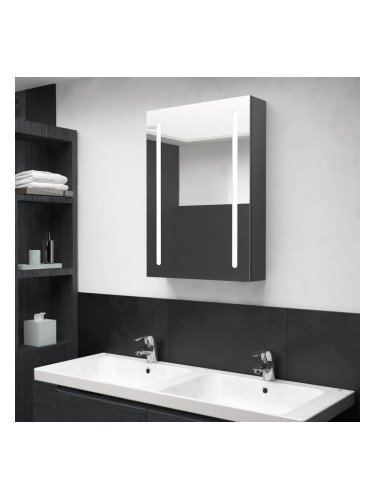 Sonata H LED шкаф с огледало за баня, сив, 50x13x70 см