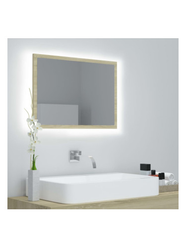Sonata H LED огледало за баня, дъб сонома, 60x8,5x37 см, акрил