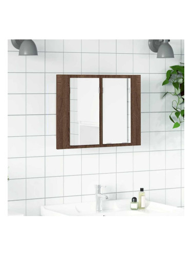 Sonata H LED огледален шкаф, кафяв дъб, 60x12x45 см, инженерно дърво