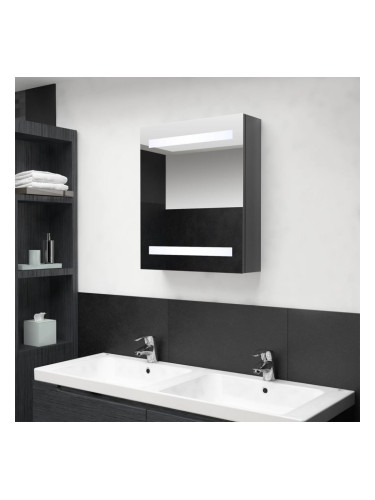 Sonata H LED шкаф с огледало за баня, сияйно сиво, 50x14x60 см
