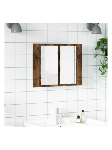 Sonata H LED огледален шкаф, опушен дъб, 60x12x45 см, инженерно дърво