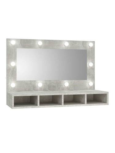 Sonata H Огледален шкаф с LED, бетонно сив, 90x31,5x62 см