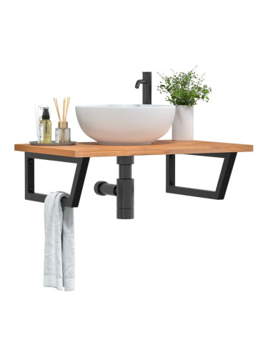 Sonata H Стенен рафт за мивка, стомана и масивно дърво бук