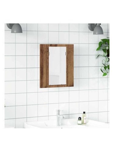 Sonata H LED шкаф за баня с огледало, старо дърво, 40x12x45 см