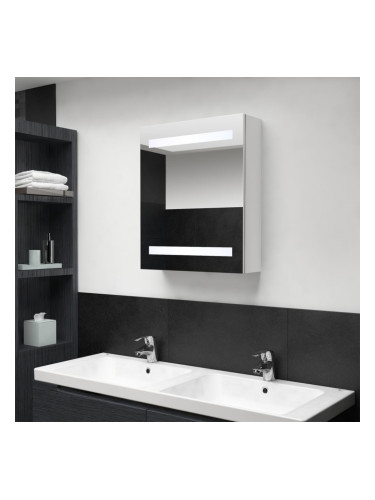 Sonata H LED шкаф с огледало за баня, сияйно бяло, 50x14x60 см