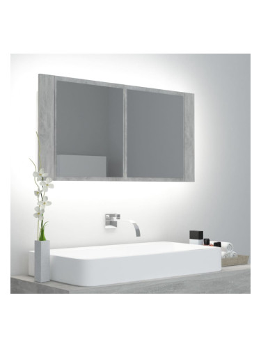 Sonata H LED шкаф с огледало за баня, бетонно сив, 90x12x45 см, акрил