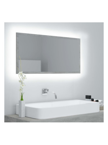 Sonata H LED огледало за баня, бетонно сиво, 90x8,5x37 см, акрил