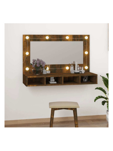 Sonata H Огледален шкаф с LED, опушен дъб, 90x31,5x62 см