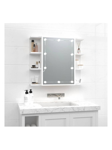Sonata H Огледален шкаф с LED, бял, 70x16,5x60 см