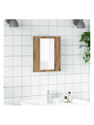 Sonata H LED шкаф за баня с огледало, дъб артизан, 40x12x45 см