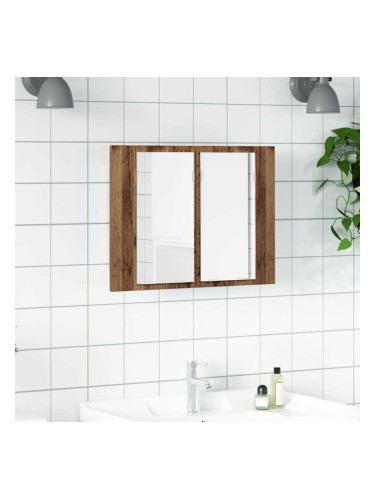 Sonata H LED огледален шкаф, старо дърво, 60x12x45 см, инженерно дърво