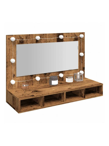 Sonata H Огледален шкаф с LED Старо дърво 90x31,5x62 cm