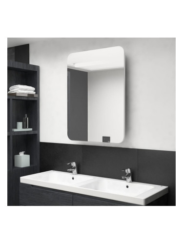 Sonata H LED шкаф с огледало за баня, сияйно бяло, 60x11x80 см