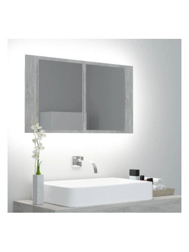 Sonata H LED шкаф с огледало за баня, бетонно сив, 80x12x45 см, акрил