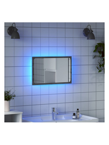 Sonata H LED огледало за баня, сив сонома, 60x8,5x38 см, инженерно дърво