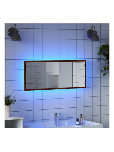Sonata H LED огледало за баня, кафяв дъб, 100x8,5x37 см, инженерно дърво