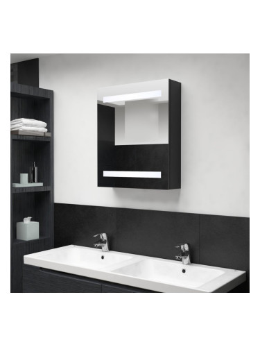 Sonata H LED шкаф с огледало за баня, черно, 50x14x60 см